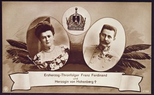 Arquiduque Franz Ferdinand da Áustria, herdeiro do trono austríaco e sua esposa, duquesa de Hohenberg, 1914 de Austrian School
