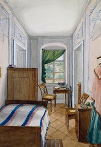 Pequeno quarto em estilo Biedermeier, aguarela, Áustria de Austrian School
