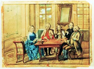 Imperatriz Maria Teresa da Áustria jogando cartas com o marechal de campo Karoly Batthyany (1698-1772), Nadasky e o marechal de campo Leopold Joseph, Conde von Daun (1705-66), 1751 de Austrian School