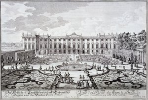 Frente do jardim do Palácio do Príncipe de Trauthson, Viena c.1719 de Austrian School