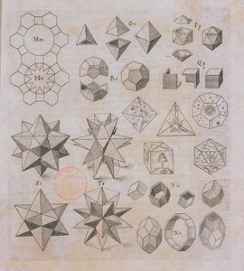Formas geométricas, de Harmonices Mundi por Johannes Kepler (1571-1630) publicado em Linz, 1619 de Austrian School