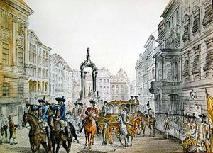 Cortège Imperial no Graben, Viena, início do século XIX (gravura) de Austrian School