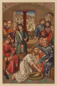 Jesus pedes discipulorum lavat (chromolitho) de Austrian School