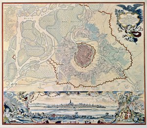Plano da cidade de Viena, após uma gravura de 1720 (gravura) de Austrian School