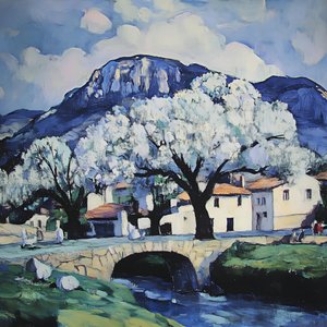 Paisagem de uma aldeia em flor de Avanesova Elena