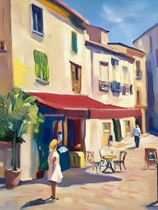 Encantadora rua dos cafés europeus de Avanesova Elena