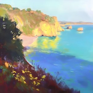 Penhascos dourados, mar azul de Avanesova Elena
