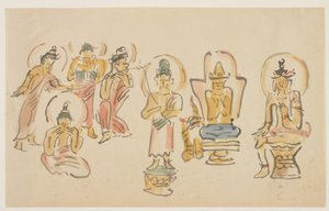 (Caricaturas do templo de Asakusa Kannon A), c. 1900 de Awashima Kangestu