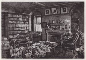 Charles Darwins estuda na Down House (litho) de Axel (after) Haig
