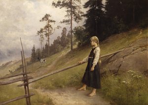 Dairymaid (óleo sobre tela) de Axel Hjalmar Ender