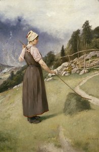 Feno de feno para raparigas (óleo sobre tela) de Axel Hjalmar Ender
