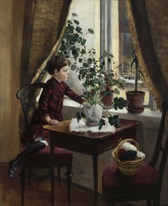 Interior com Criança (óleo sobre tela) de Axel Hjalmar Ender