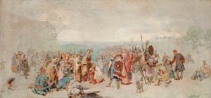 O Batismo de Olof Skötkonung em Husaby por Sigfrid da Suécia. de Axel Kulle