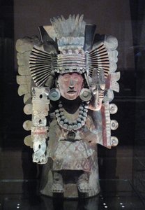Queimador de incenso na forma da deusa do milho Xilonen, Tlahuac, período pós-clássico tardio, c.1500 de Aztec