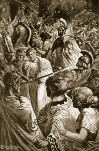 O Saco de Olynthus, 348 a.C., ilustração da "História das Nações de Hutchinson de B. Granville (after) Baker