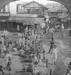 Um mercado em Ahmedabad, Índia, 1902.