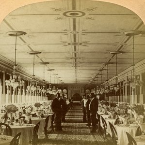 Sala de jantar, Grand Union Hotel, Saratoga, Nova York, EUA.