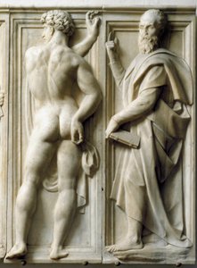 Profeta e Ignudo Relevo de mármore baixo de Baccio Bandinelli (1493-1560)