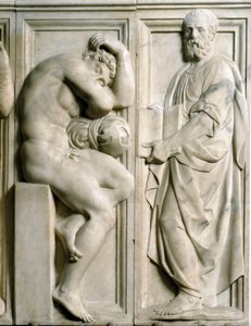 Profeta e Ignudo Relevo de mármore baixo de Baccio Bandinelli (1493-1560)