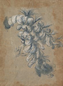 Design para um cocar luxuoso com penas, ca. 1620-56.