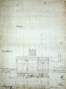 Design para o escritório da loteria estadual de Nicholson, nº 3 Cockspur Street, City of London de Baker Baker