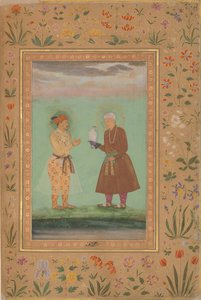 Jahangir e seu pai, Akbar, Folio do álbum Shah Jahan, verso: ca. 1630 de Balchand