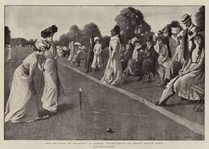 O renascimento do croquet, um torneio de senhoras no Sheen House Club (litografia)