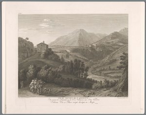 Gezicht op de San Cosimato Vista do convento de s. Cosimato (título no objeto) Suite de VI Vistas dos Arredores de Roma (...) (título da série)