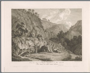 Vista da fonte em Monti Lucretili Vüe ​​de fonte bello (título no objeto) Suite de VI vues des Environs de Rome (...) (título da série)