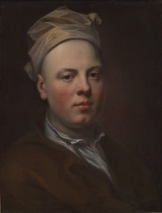 Retrato de um jovem vestindo um boné branco de Balthasar Denner