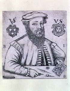 Retrato de Virgilius Solis (1514-62) Estamparia alemã de Balthasar Jenichen