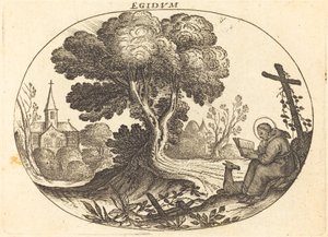 Santo Egídio e uma corça de Balthasar Moncornet