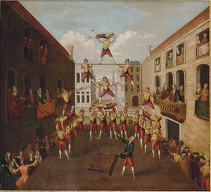 O Forze d "Ercole: Os acrobatas Castellani em uma praça veneziana, c.1746