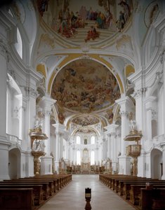 Vista interna da igreja do mosteiro pelo arquitecto Johann Balthasar Neumann (1687-1753) Neresheim, Alemanha