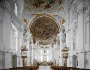 Vista interna da igreja do mosteiro pelo arquitecto Johann Balthasar Neumann (1687-1753) Neresheim, Alemanha