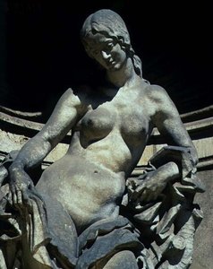 Detalhe de uma escultura de uma ninfa de Balthasar Permoser