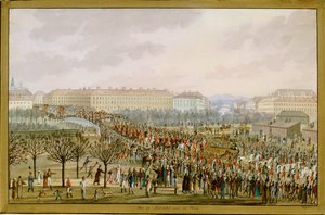 A imperatriz Karoline Augusta, quarta esposa do imperador Francisco I, entra em Viena a 10 de novembro ... (guache)