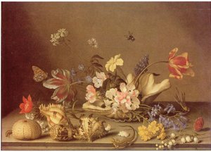 Natureza morta de flores e conchas de Balthasar van der Ast