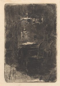 Interior com espelho e mesa com livro aberto de Barbara Elisabeth van Houten