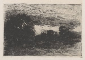 Paisagem com árvores e céu tempestuoso de Barbara Elisabeth van Houten
