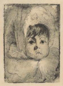 Retrato de Elizabeth Mouton quando criança com capuz na cabeça de Barbara Elisabeth van Houten