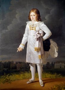 Retrato no pé de Frederic Napoleon, Príncipe Bacciochi (1814-1833) Pintura de Barbara Kraft (1764-1825) 1819 Sol. 1,7x1,05 m