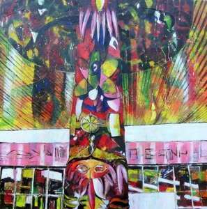 Coluna abstrata da cidade vibrante