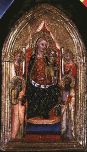 Madonna e Criança Entronizadas com São Bartolomeu e Outros Santos de Bargello Master