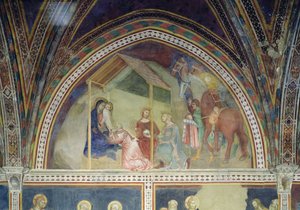 A Adoração dos Magos, de uma série de cenas do Novo Testamento de Barna da Siena