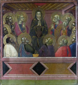 Pintura "Pentecostes" de Barnaba da Modena (activo c. 1367-1383) 1377 Dim 54,4 x 50,1 cm London National gallery
