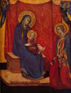A Madonna Entronizada e Dois Doadores em Adoração, 1374 de Barnaba da Modena