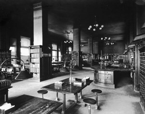 Biblioteca John Crerar, Chicago, Illinois, EUA, c.1900 (foto a p/b) de Barnes and Crosby