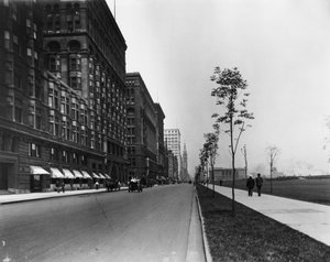 Michigan Avenue, Chicago, Illinois, EUA, c.1905 (foto a p/b)
