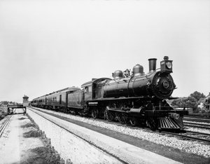 Pennsylvania Limited Train, Chicago, Illinois, EUA, c.1908 (foto a p/b) de Barnes and Crosby